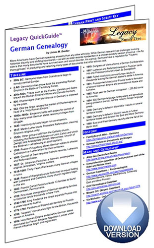Legacy QuickGuide - German Genealogy